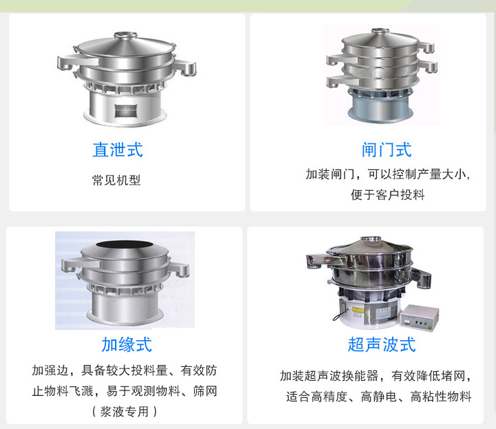 大漢旋振篩根據(jù)不同行業(yè)的要求分為直泄式、閘門式、加緣式、超聲波式等設(shè)計